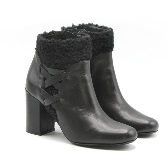 bettye muller Shoes - Shearling Cuff Leather Bootie- Made in Italy